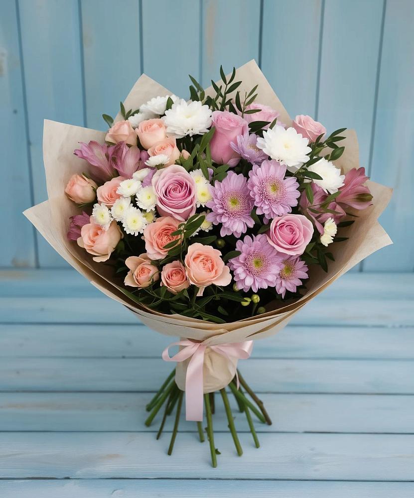Букет цветов из: Хризантемы, Розы и Альстромерии в Великом Устюге