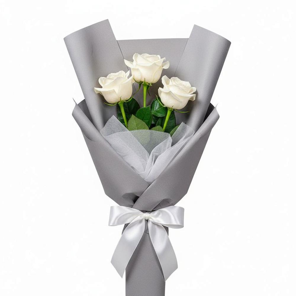 Букет 3 белые розы в Великом Устюге